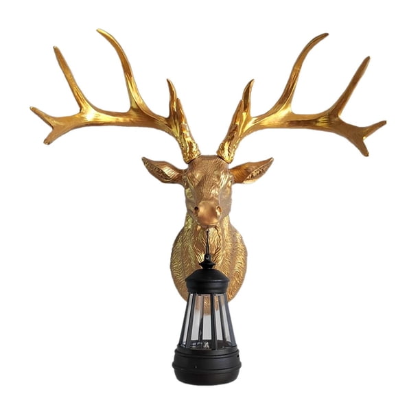 Lámpara de pared de ciervo, escultura de pared de ciervo, decoración moderna de pared para bar oro