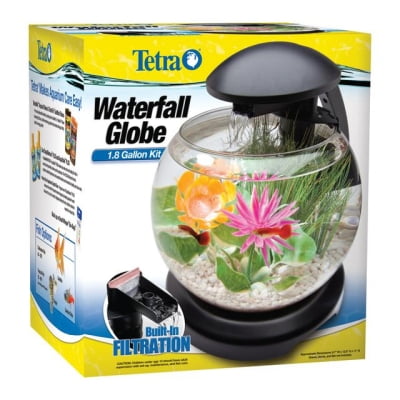 globe waterfall tetra fish aquarium gallon kit betta tank round bowl tanks leds walmart filter aquariums sand