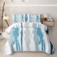 thumbnail image 2 of Erosebridal Abstract Brush Stripe Quilt Full,Navy Sky Blue Paint Pattern Full Bedspread Sets For Girls,3pcs, 2 of 7