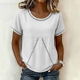thumbnail image 2 of WHEANG 2026 Trendy Summer Tops for Women Short Sleeve Collarless Button Down Shirt Breathable Linen Crop Blouse for Women Lightweight Casual Beach Vacation Outfit Tops(Color White Size 2XL), 2 of 7