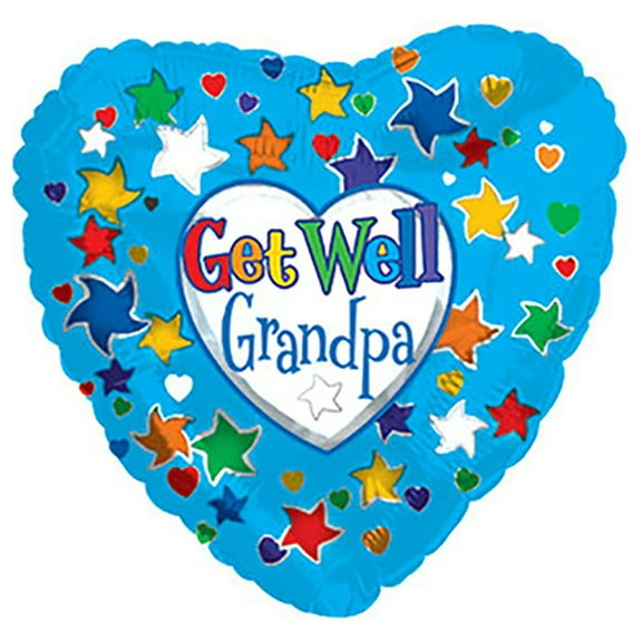 17 inch Get Well Grandpa Foil Mylar Balloon - Party Supplies Decorations