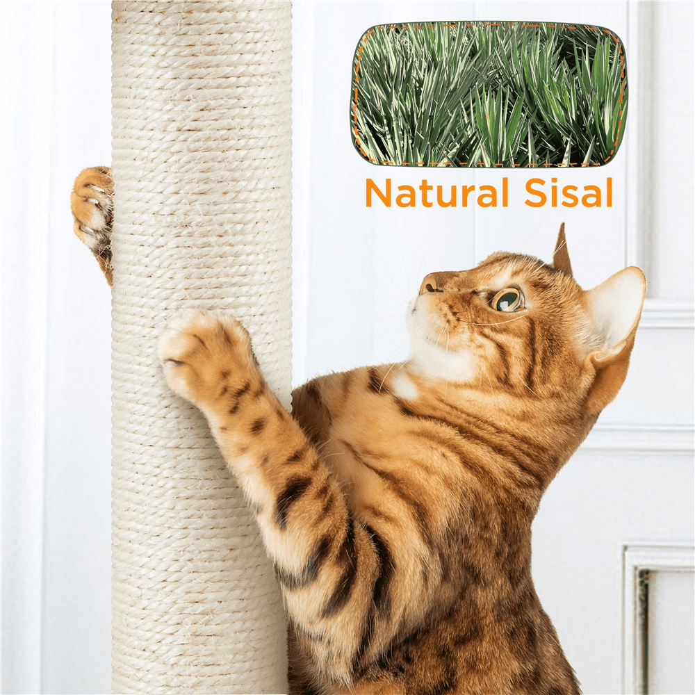 Alden Design 80″ Tall Multilevel Cat Tree with 2 Condos & 3 Scratching Posts for Kittens, Black