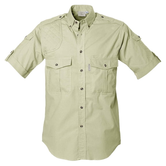 TAG SAFARI Adult Male Shooter Short Sleeve Shirt, Color: Stone, Size: XL