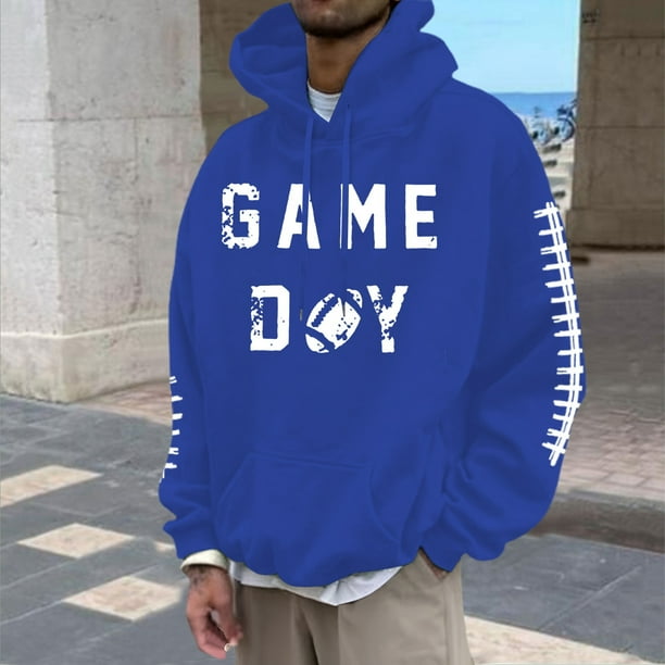 MHFRRA Sudadera con Capucha para Hombre, con Estampado de Fútbol, Informal, Holgada, para Uso Diario, Cómoda y Cálida Azul