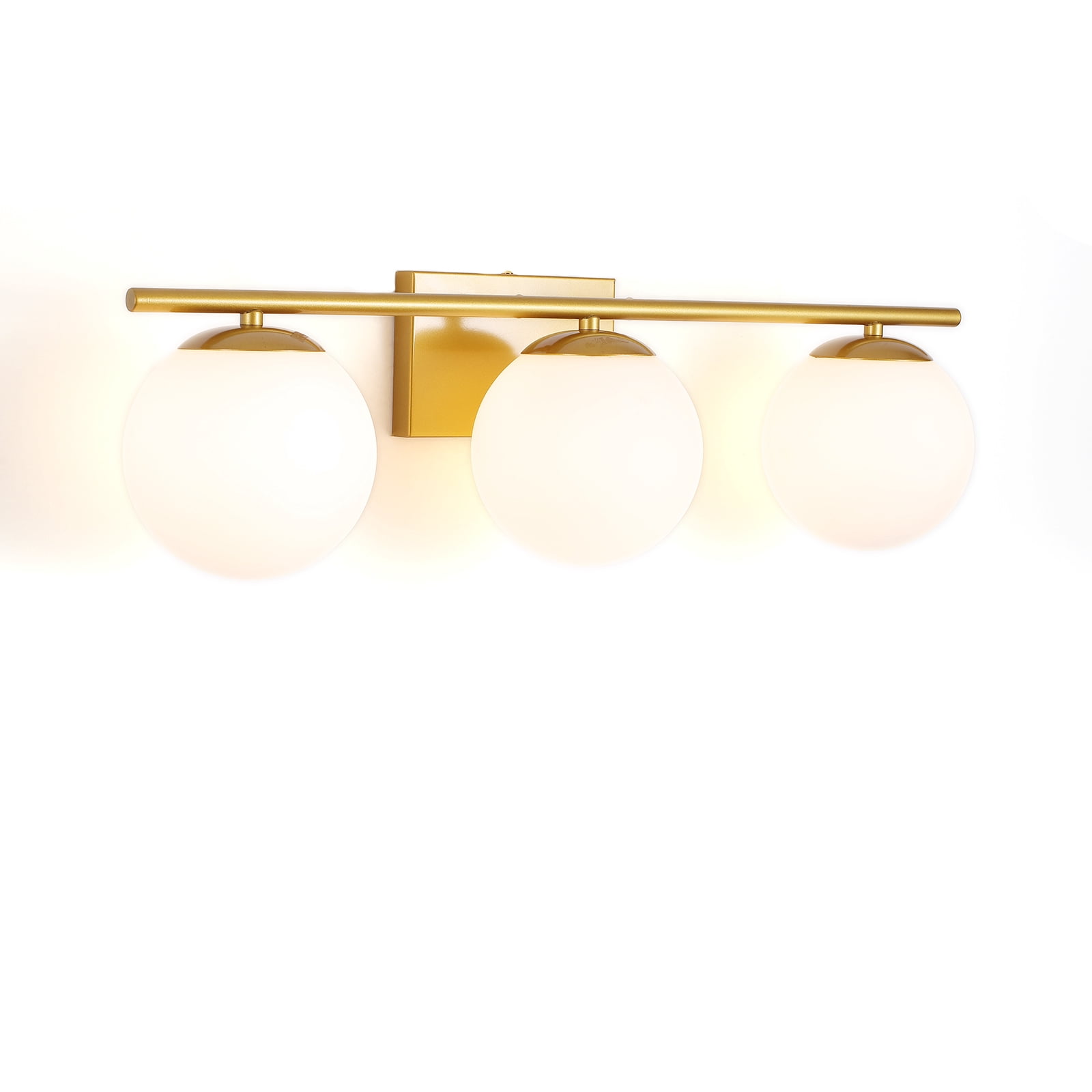 Farmhouse Bathroom Vanity Wall Light Fixture Industrial Rustic Milk White + Gold Used for Bathroom, mMrror-front, Murals, Vanity Table, Art Display, etc.