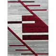 thumbnail image 2 of HR HANDCRAFT RUGS HR Monochromatic/Linear Design Contemporary Hand Carved Area Rug Red - 5' x 7', 2 of 5