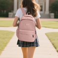 thumbnail image 2 of Fgnfyis Girls School Backpack Women Solid Color Stylish Lightweight Everyday Casual Large Capacity College Bookbag Kids Backpack Pink, 2 of 5