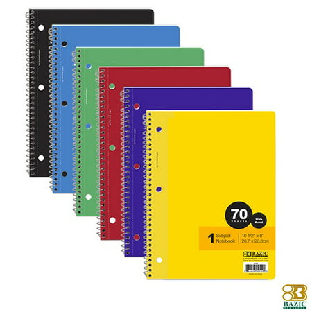 New 817850  Notebook 1 Subj 70Ct W-R Spiral Asst (24-Pack) Notebook Cheap Wholesale Discount Bulk Stationery Notebook Acne