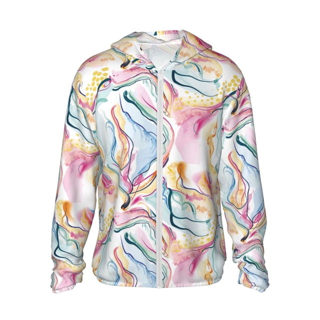 Vsdgher Abstract Marble Texture Print Adult Hoodie Shirts Rash Guard for Men Women,Long Sleeve Sun Protection Fishing Shirts for Athletic Running Swim-Medium