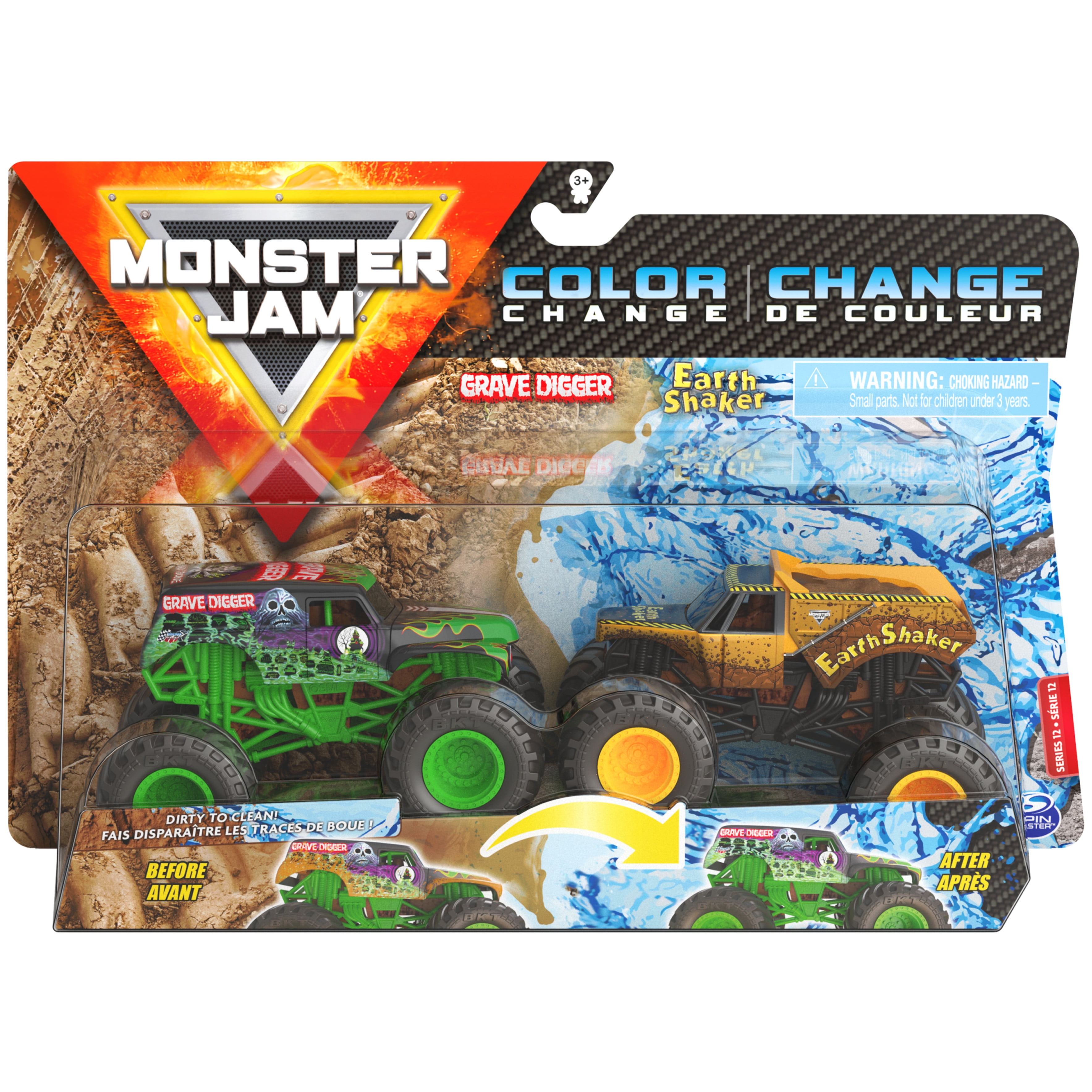 Monster Jam, 2-Pack Official Grave Digger and El Toro Loco Clip 