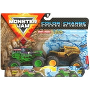 Monster Jam, Official Grave Digger vs. Earth Shaker Color-Changing Die-Cast Monster Trucks, 1:64 Scale