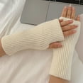 thumbnail image 4 of Womens Fingerless Gloves Winter Warm Knit Crochet Thumbhole Arm Warmers, 4 of 8