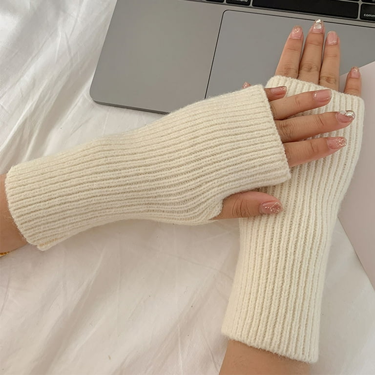 1pair Women Solid Casual Fingerless Gloves For Daily Life
