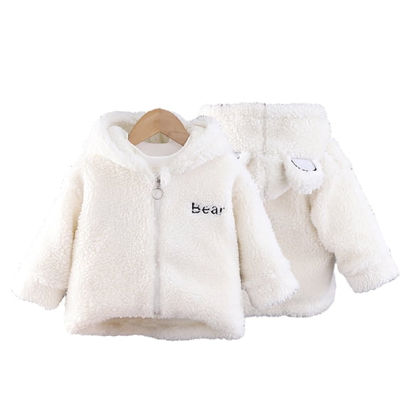 Godderr Toddler Baby Boys Girls Hooded Cotton Jackets Outwears Warm Thicken Fleece Outfit Newborn Thicken Zip Coats 9M-4Y