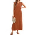 thumbnail image 2 of Fantaslook Womens Maxi Dress Round Neck Sleeveless Sundress Loose Split Wrinkle-Free Summer Long Dresses with Pockets, 2 of 8