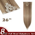 thumbnail image 2 of Extensions de Cheveux Droites à Clip Complet Synthétiques 8 Pcs 18 Clips pour Femmes, 2 of 5