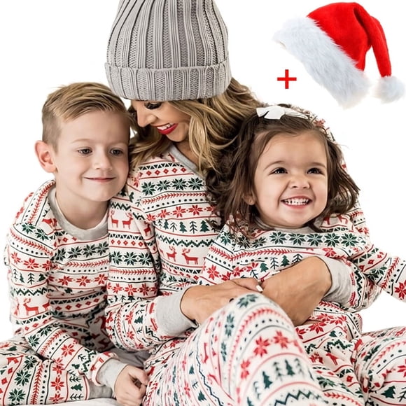 Family Christmas Pajamas 2024 Elk Print Matching Outfits Mother Daughter Look Pijama Children Pajama Set Winter Loungewear Pjs