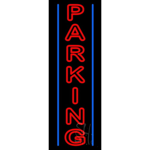 Vertical Parking LED Neon Sign37" Tall x 13" Wide, Clear Edge Cut Acrylic Backing, with Dimmer - Bright and Premium built indoor LED Neon Sign for Bar decor.