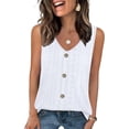 thumbnail image 2 of TGSLY V Neck Eyelet Embroidery Tank Tops for Women Dressy Casual Button Front Placket Sleeveless Vest Loose Fit Solid Color Tunic Shirts XL, 2 of 9