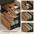 thumbnail image 5 of 71" Executive Desk with File Cabinet, Large Office Desk with Drawers and Shelves, L Shaped Computer Desk with Power Outlets, Business Furniture Desk Workstation for Home Office, Brown, 5 of 8