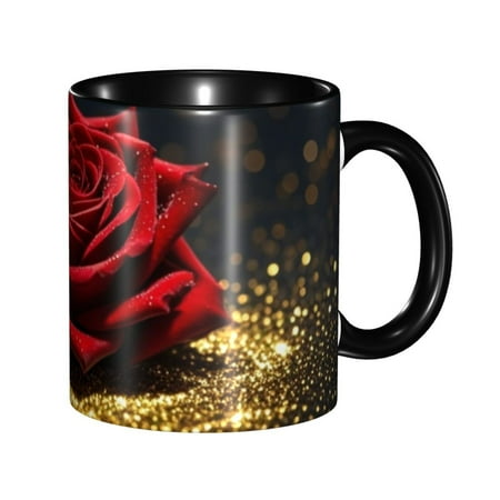 

YXCXGO Ceramic Mugs 11.5 Oz Golden Pink Rose Ceramic Tea Cups With Handle For Men Women Coffee Cup Ceramic Mug Gift Set Housewarming Wedding Gifts