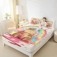 thumbnail image 4 of Feelyou Cute Funny Capibara Bed Sheets for Kid, Milk Tea Animal King Sheets, Cartoon Watercolor Rainbow Sheet Set, Microfiber Bedroom Decor, 4pcs, 4 of 7