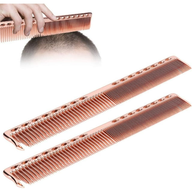 Peines de Peluquero de Metal, 2 Uds Peines Profesionales de Acero Inoxidable para Peinar el Cabello Peine para Cortar el Cabello Peine de Peluquería Peine Desenredador (Rose Gold)