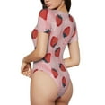 thumbnail image 2 of Rocae Strawberries for One Piece Round Neck Short Sleeve Bodysuits for Women Casual Basic Bodysuit Daily Jumpsuit T Shirts-X-Large, 2 of 7