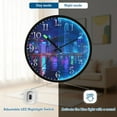 thumbnail image 5 of Voice Activated Clock with Glow Light 12 Inch Large Silent Wall Clock Battery Operated for Home Decor Neon Light City, 5 of 8
