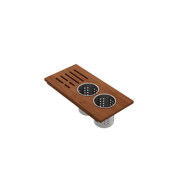 BOCCHI 2320 0008 Wood Board with 2 Round Stainless Steel Bowls & Knife Holder