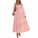 thumbnail image 1 of Vestido PRETTYGARDEN 2025 de Manga Larga con Fruncido y Volantes Rosa Talla L, 1 of 7