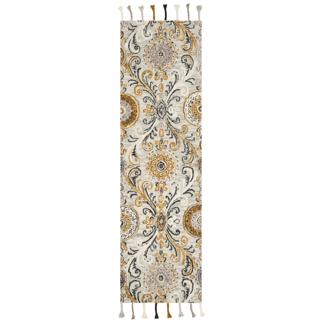 SAFAVIEH Suzani Bayon Floral Wool Area Rug, Light Green/Ivory, 5' x 8'