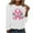 White, variant on Cxenplz Women's Breast Cancer Awareness T-Shirts Cute Pink Ribbon Graphic Print Tees Tops Fall Casual Long Sleeve Crew Neck Dressy Shirts