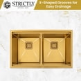 thumbnail image 4 of Strictly Sinks Undermount Workstation Kitchen Sink 32 Inch 16ga Double Bowl Hexagon Texture Gold, 4 of 9