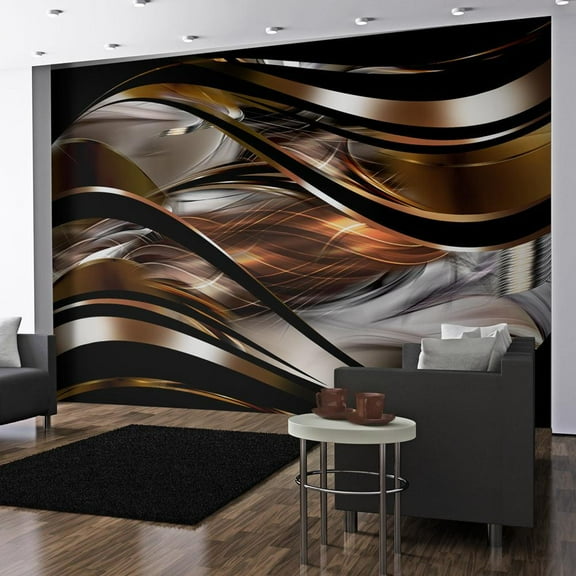 Tiptophomedecor Peel and Stick Glam Wallpaper Wall Mural - Amber Storm - Removable Wall Decals