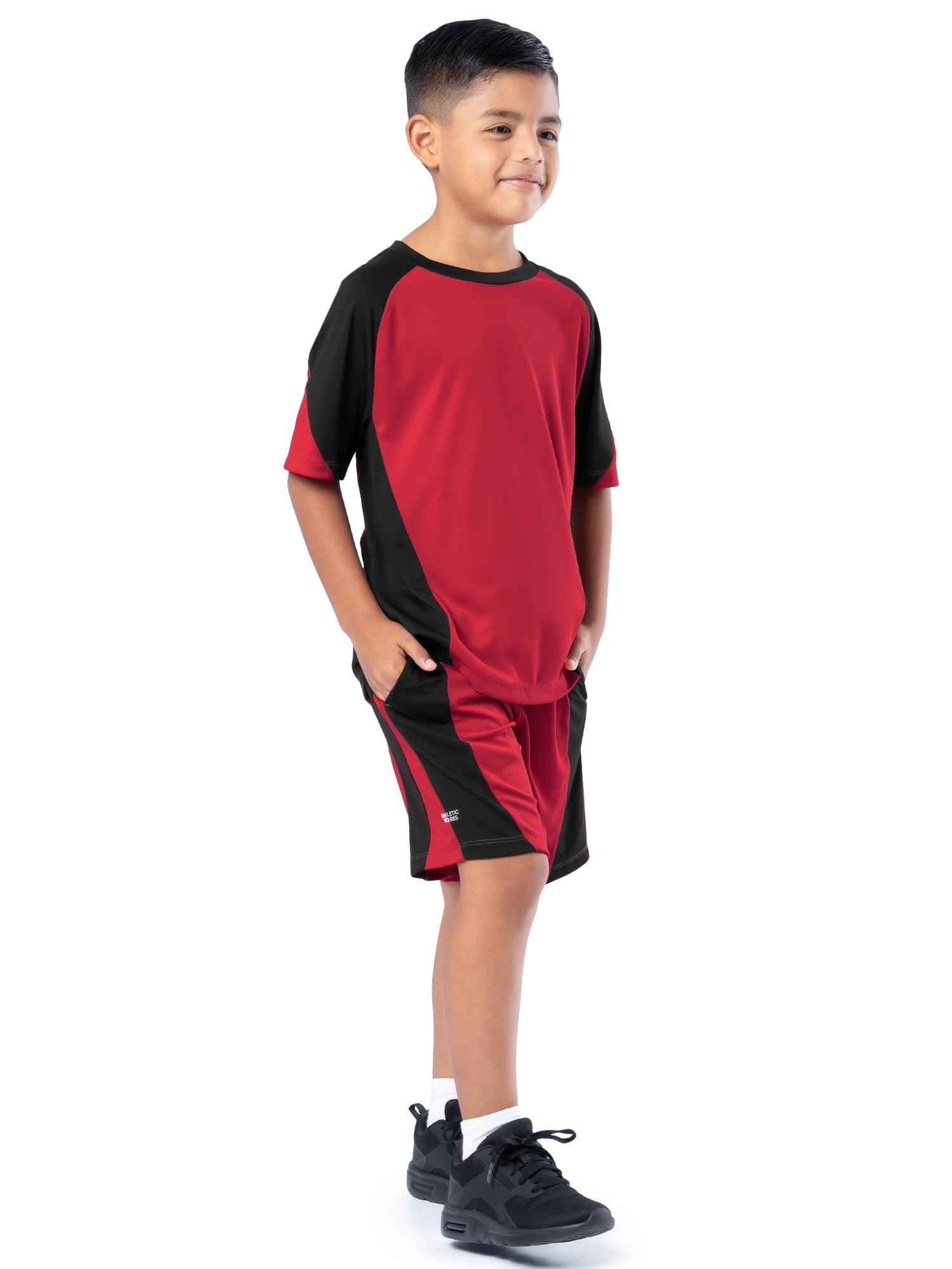 Athletic Works Boy's Active Sport Short Sleeve T-Shirt & Short Set, Sizes 4-18