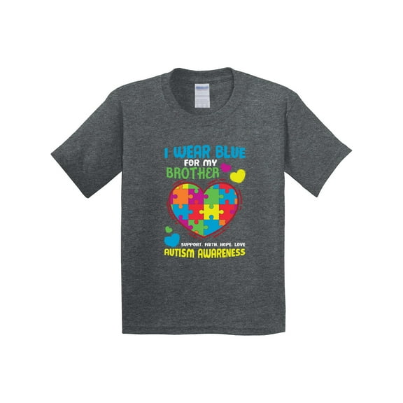 Inktastic I Wear Blue for My Brother Autism Awareness Youth T-Shirt