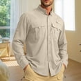 thumbnail image 2 of IWRICH Men's Sun Protection Fishing Shirts Long Sleeve Travel Work Shirts Button down Shirts with Zipper Pockets Khaki XXXL, 2 of 7