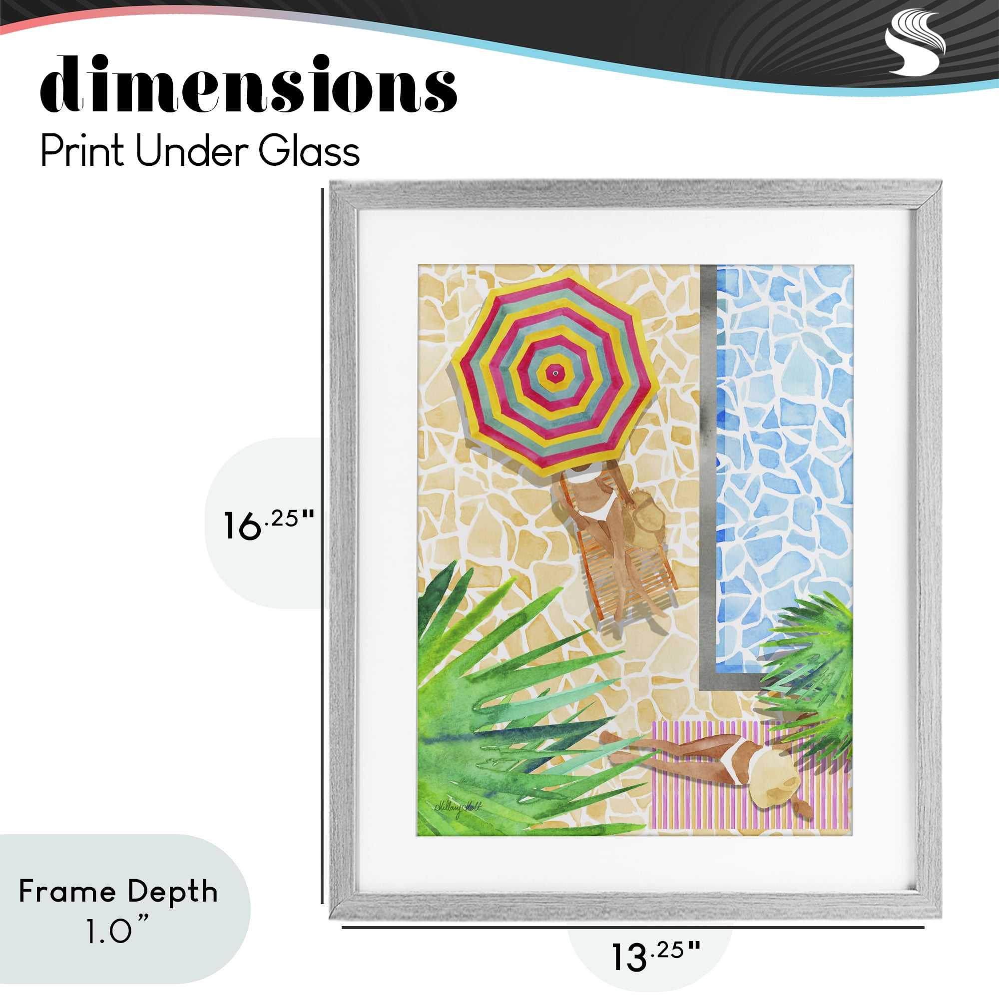 Stupell Industries Poolside Chill Duo Gray Framed Print Under Glass, design by Hillary Holt