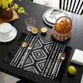 thumbnail image 3 of Black Boho Geometric Placemats Set of 4, Vintage Southwestern Stripes Placemats for Dining Table, Place Mats for Kitchen Tabletop, Waterproof Wipeable Dining Table Mats Set, 3 of 9