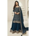 thumbnail image 2 of Indian Wedding Wear Swen Shalwar Kameez Suits Pakistani Designer Palazzo Outfits ( Blue, 3XL - 48 ), 2 of 4