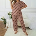 thumbnail image 5 of VISALY Pajama Sets Cute Pajama Sets Plus Size 2 Piece Pajama Set Printed Short Sleeve Pullover Crewneck T Shirt Pants Pj Sets Sleep Sets Sleepwear Sets Lounge Sets Matching Pajama Set 4Pc Coffee Xl, 5 of 7