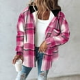 thumbnail image 6 of KIHOUT Womens Thick Casual Jacket Plaid Long Sleeve Fleece Lined Hooded Jackets Button Down Warm Coat, 6 of 6