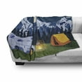 thumbnail image 3 of RV Soft Flannel Fleece Blanket, Outdoors Activity Themed Camping Area Image in the Woods with a Cozy Tent and Campfire, Cozy Plush for Indoor and Outdoor Use, 50" x 70", Multicolor, by Ambesonne, 3 of 6
