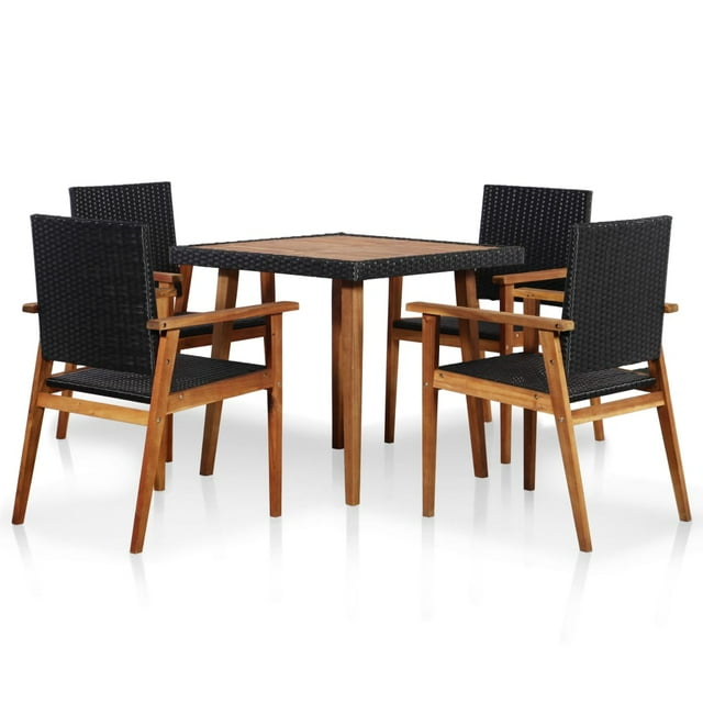 vidaXL Ensemble de Salle à Manger Extérieur 5 Pcs Poly Rotin Noir et Marron