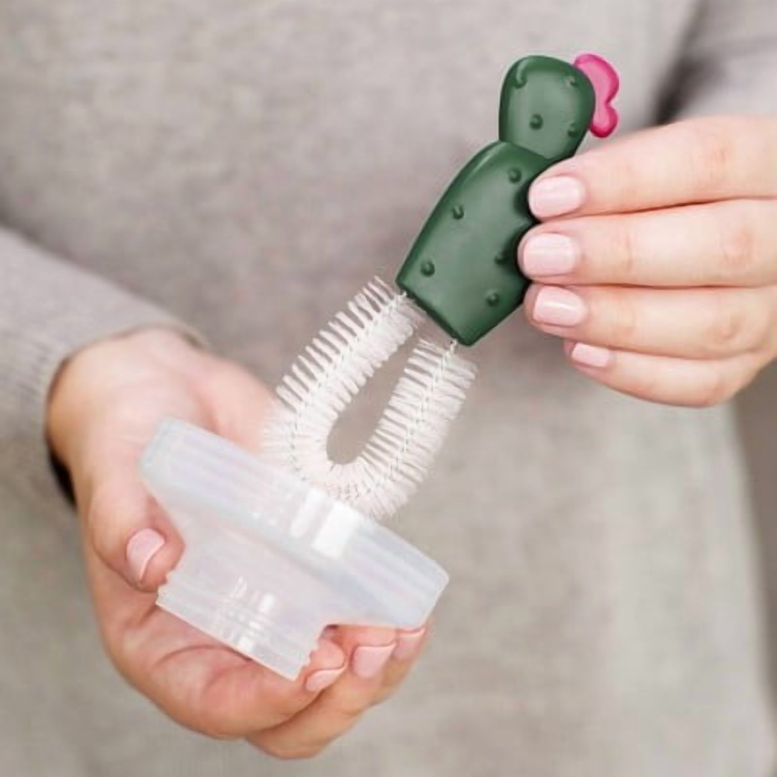 Cacti Bottle Cleaning Brush Set - Brown & Green
