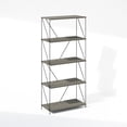 thumbnail image 1 of Furinno Wire 5-Tier Industrial Style Metal Frame Bookcase, Display Shelf, 24 Wide, Finn Oak, 1 of 1