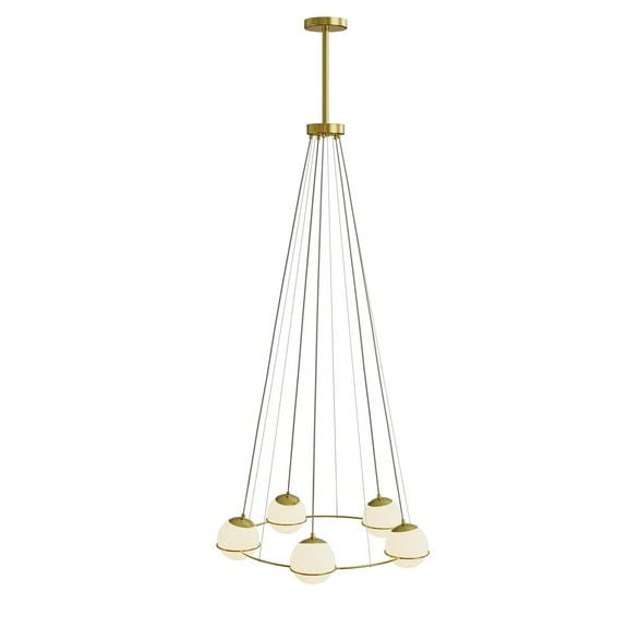 Gild Design House Arissa 5 Light Glass Mid-Century Modern Gold Chandelier - 32 x 78