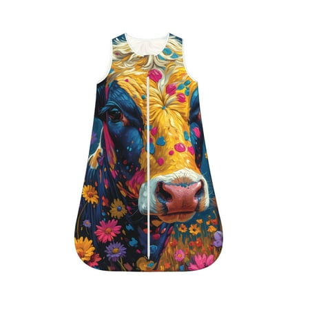

Fotbe Colorful Daisy Sunflower Cow Pattern Sleep Sack - Baby Wearable Blanket with Zipper Extra Soft Cotton Sleeveless Sleeping Bag for Infants-Medium