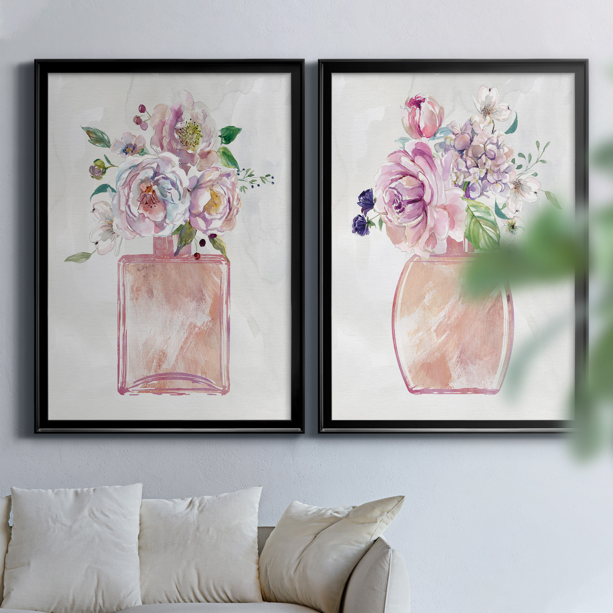 2 Piece Set Fragrance of Summer I Premium Framed Canvas - Ready to Hang - 26.5 x 36.5 Each - Black Frame